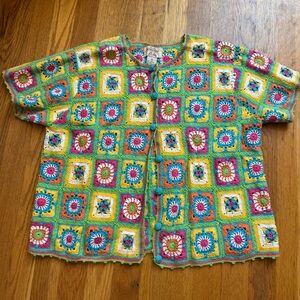Granny square crochet short sleeve cardigan